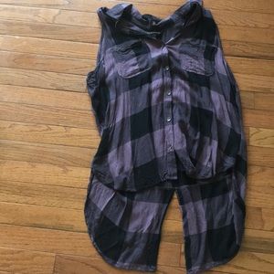 Plaid purple and black tank top